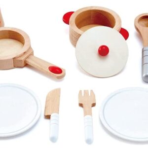 Hape Cook & Serve Set - 13 Piece Wooden Pretend Play Cooking Set